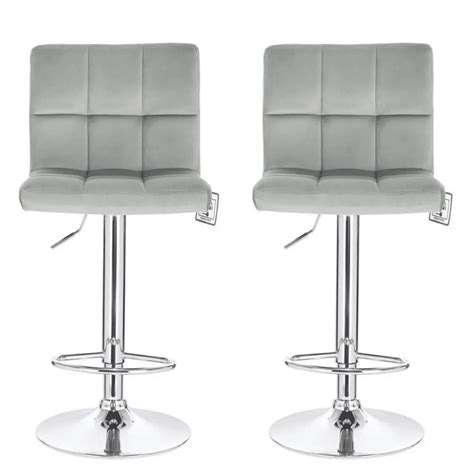 Set Of Light Grey Velvet Bar Stools Chairsdirect Ie Stylish