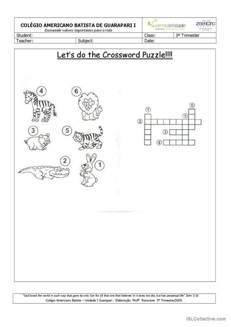 Easy Crossword For Beginner English ESL Worksheets Pdf Doc