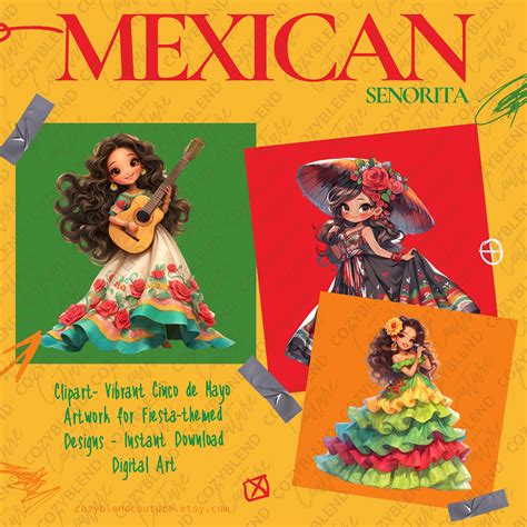 Mexican Senorita Clipart Vibrant Cinco De Mayo Artwork For Fiesta