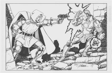 Doctor Doom Vs Iron Man Iron Knight Armor In 34th Ave Comics S Commissions Inked Comic