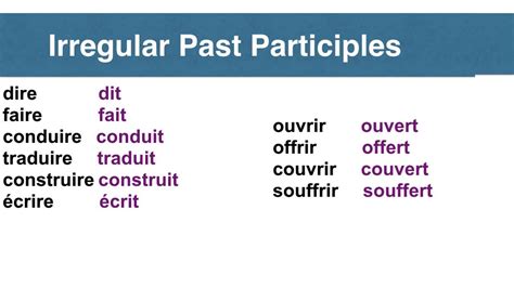 Passé Composé Avec Avoir Irregular Verbs Youtube