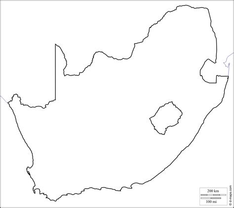 6 Free Printable Blank Map of South Africa with Countries | World Map ...