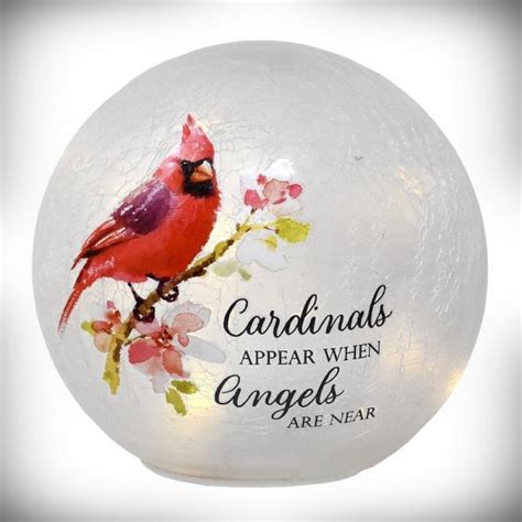 Cardinals Appear When Angels Are Near Crackle Glass Led Globe 6 Inch