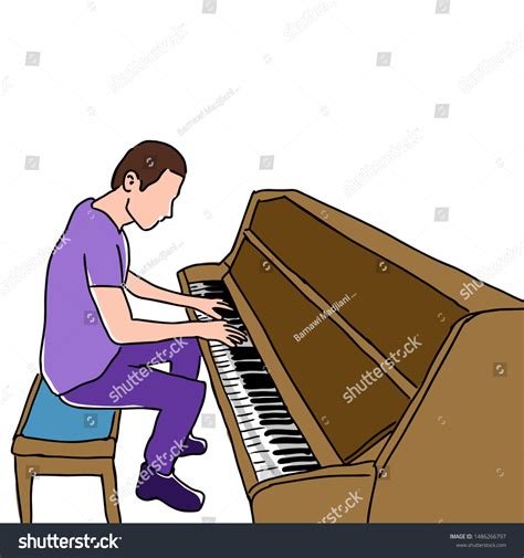 Man Playing Piano Cartoon Illustration Stock Vector Royalty Free