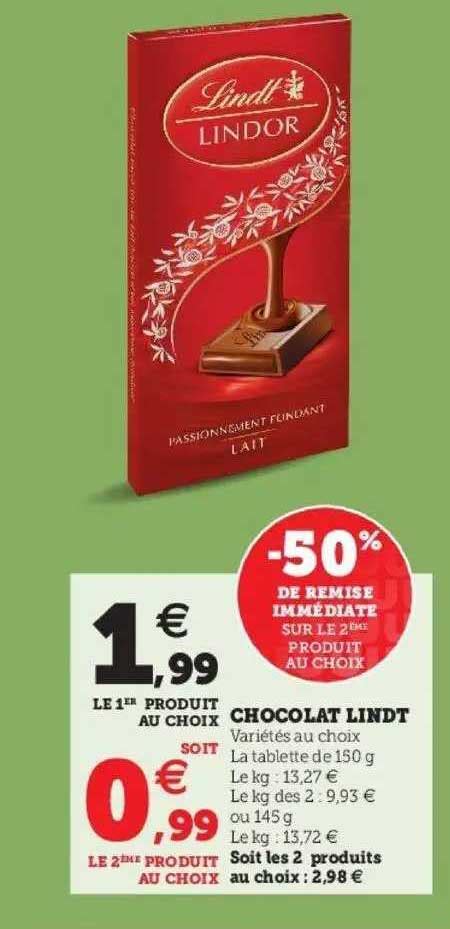 Promo Chocolat Lindt De Remise Imm Diate Sur Le Me Produit Au