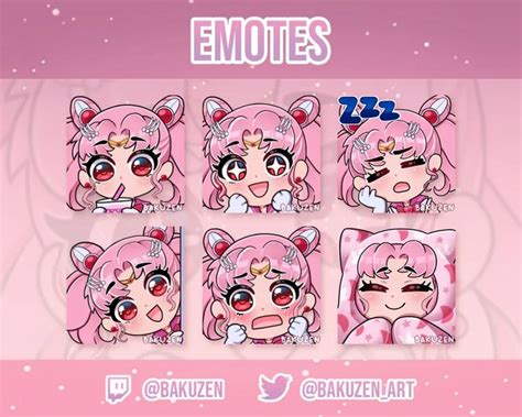 Chibiusa Sailor Moon Emotes For Twitch Discord Basic Set Etsy