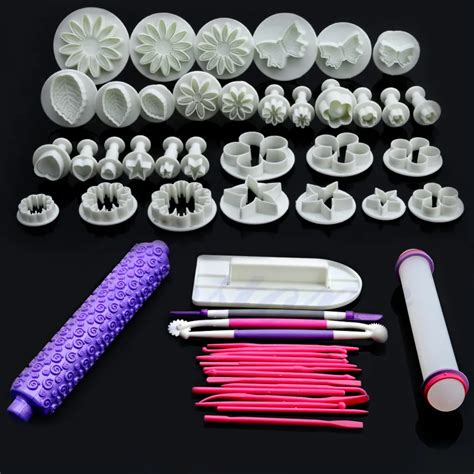 53pcs Set Fondant Cake Decorating Sugarcraft Plunger Cutter Tools Mould