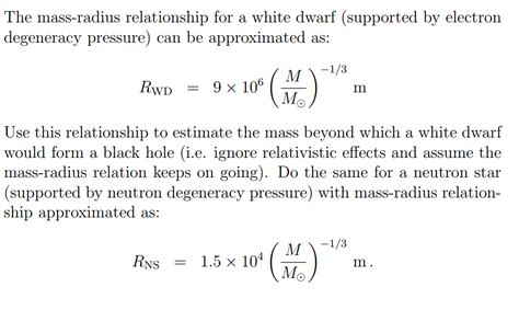 Solved The Mass Radius Relationship For A White Dwarf Chegg