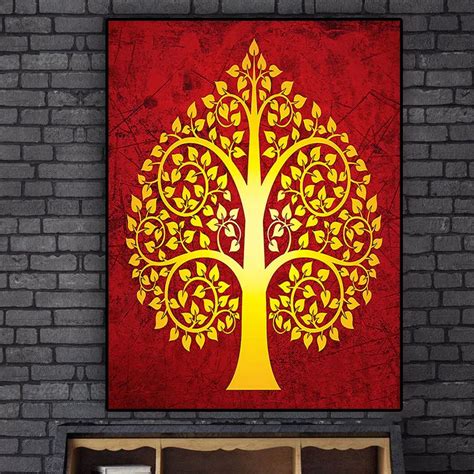 Vintage Stil Thailand Bodhi Baum Lgem Lde Auf Leinwand Poster Und