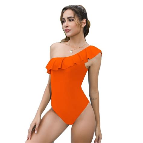 2024 Ruffle Swimwear Decent Beach Wear For Ladies Sexy One Shoulder