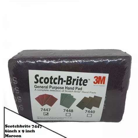 Jual 3M Scotch Brite 7447 Scouring Pad Maroon Amplas Sikat Sabut