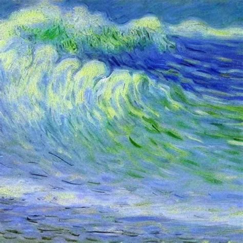 An Impasto Oil Painting Of A Barreling Wave Painted By Stable