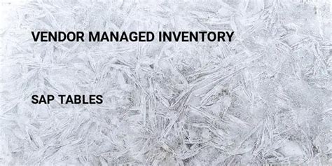 Vendor Managed Inventory Table In Sap