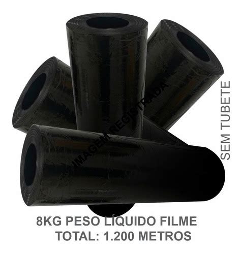 K Filme Stretch Preto Bobina Sem Tubete Cm Black M