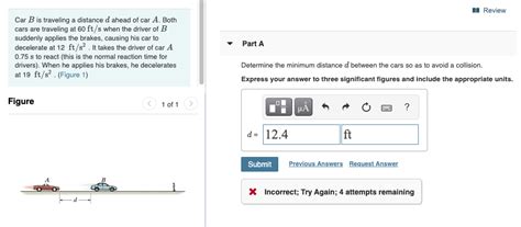 Solved Review Part A Car B Is Traveling A Distance D Ahead Chegg