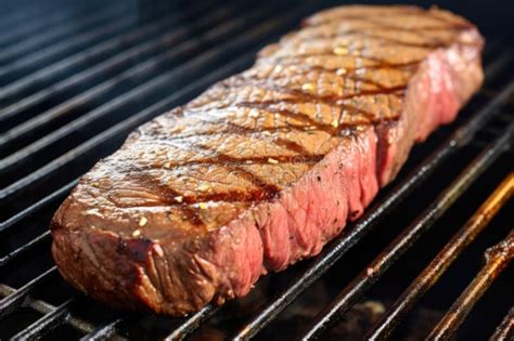 Perfect Grill Marks On Steak Checked For Doneness Stock Photo Image