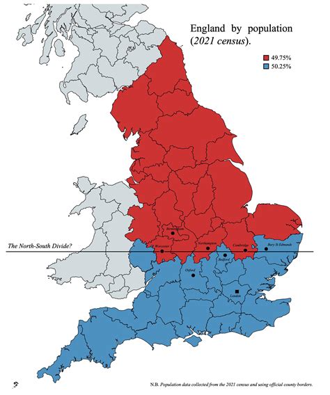 England S North South Divide By Population R Unitedkingdom