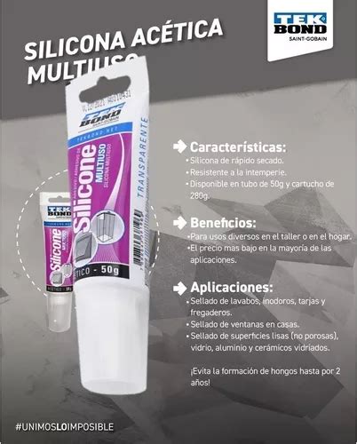 Silicona Acética Transparente Secado Rápido 50 Gr Tekbond MercadoLibre