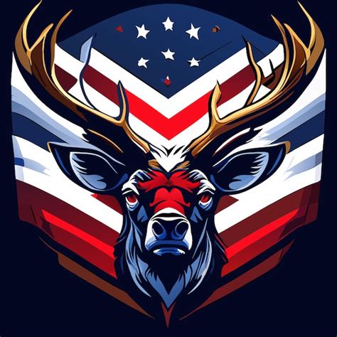 Premium Vector Frontfacing Deer Head With Us Flag