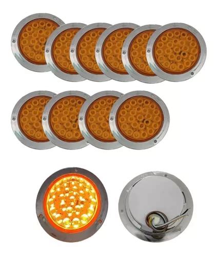 Plafon Redondo Cromado Universal 24 Leds Ambar 10 Pzas Mercado Libre