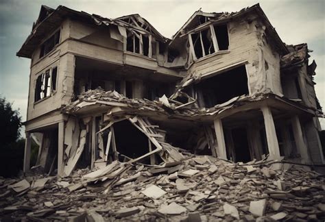 premium ai image  house  collapsed due   earthquake