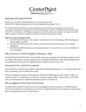 Locus Level Of Care Utilization System Fill Online Printable