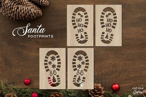 Santa Footprint Stencil Svg Cut File 2060584 Laser Cutting