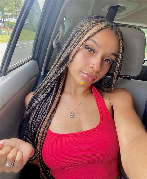 Pretty Light Skin Girl With Knotless Braids And Star Face Stickers Blonde Box Braids Light