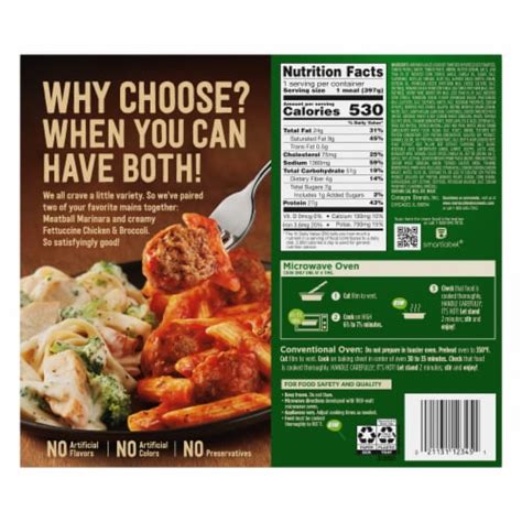 Marie Callender S Duos Meatball Marinara And Fettuccini With Chicken And Broccoli Frozen Meal 14 Oz