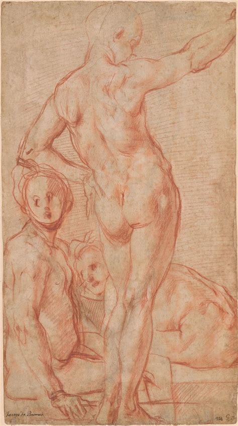 Standing Male Nude Seen From The Back And Two Seated Nudes Recto