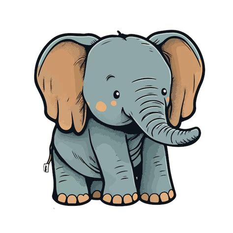 Estilo De Desenho Animado De Elefante Fofo Vetor Premium