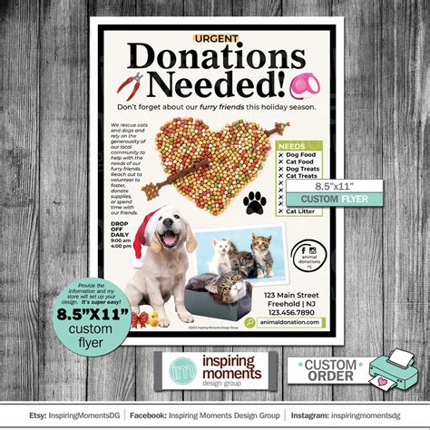 Pet Donations Flyer Printable Dog Adoptions Cat Adoptions Small