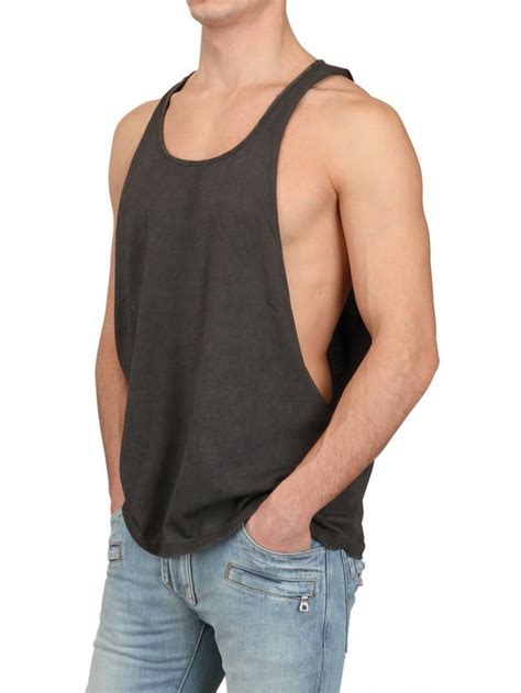 Balmain Washed Jersey Deep Cut Tank Top In Gray For Men Lyst