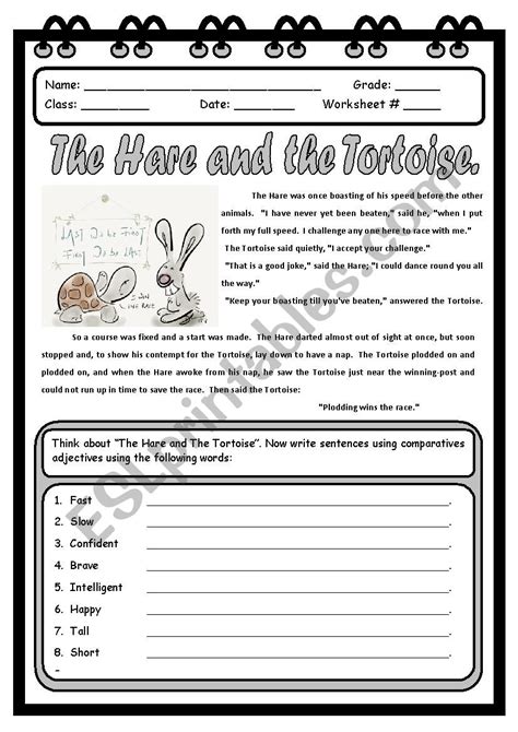 The Hare and The Tortoise (Fable) - ESL worksheet by Edu_Thoreau