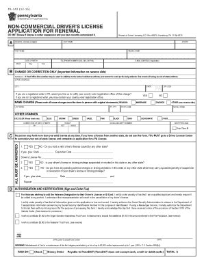 Fillable Online Penndot Non Commercial Driver S License Application