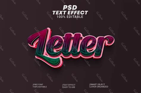 Letter Dark Pink Glossy Cursive 3d Text Effect Photoshop Premium Psd File