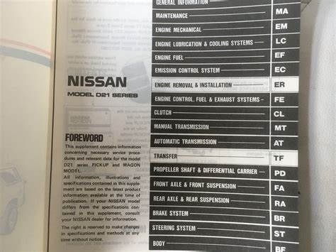 Nissan D21 Series Supplement 111 Nissan Workshop Manual