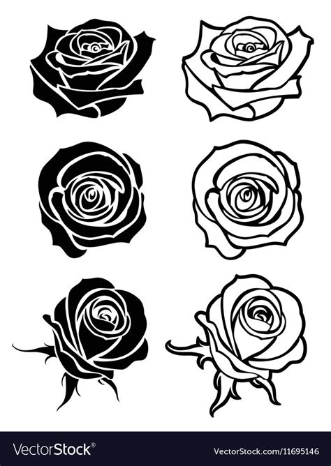 Close Up Rose Tattoo Logos Floral Royalty Free Vector Image