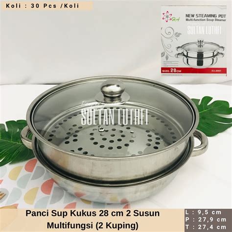 Panci Sup Kukus 28 Cm 2 Susun Multifungsi 2 Kuping Mitra PGS