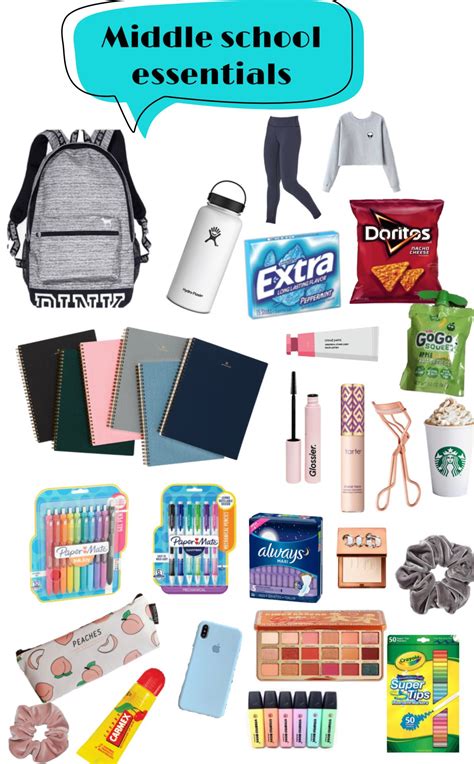 Middle school essentials | School backpack essentials, Middle school ...