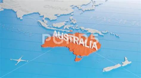 Australia Highlighted On A White Simplified 3D World Map Digital 3D