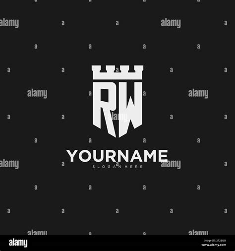 Initials Rw Logo Monogram With Shield And Fortress Design Vector