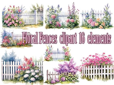 Floral Fences Clipart Elements