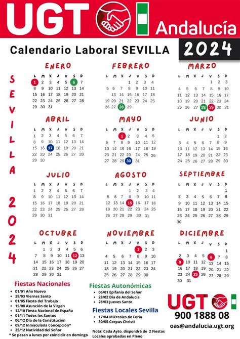 UGT Servicios Públicos Sevilla Calendario laboral y festivos Sevilla