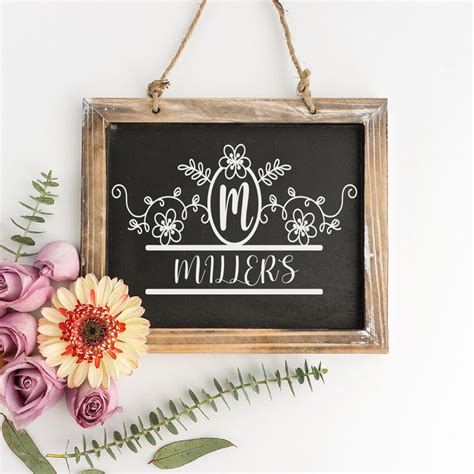 Floral Split Monogram Font Svg Png Pdf Monogram Frame Etsy