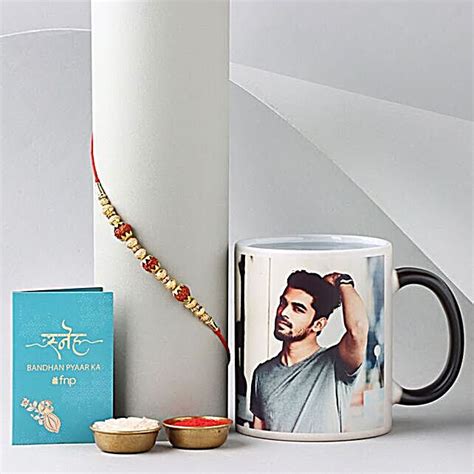 Buy Send Sneh Rudraksha Rakhi And Personalised Magic Mug Online Fnp