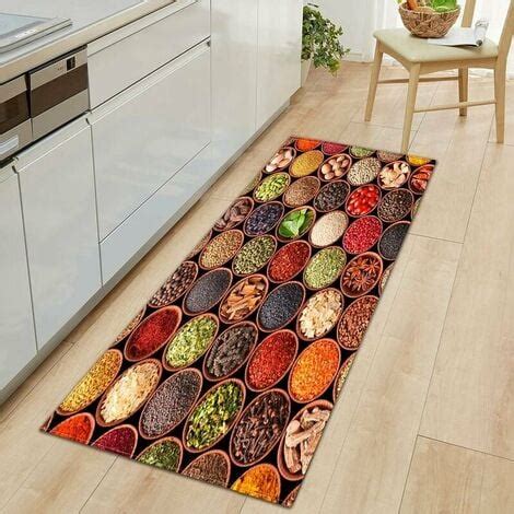 GROOFOO Tapis de Cuisine Série épices Arts de la Table Antidérapant