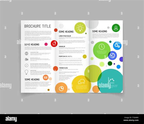 Modern Vector Three Fold Brochure Leaflet Flyer Design Template With Circles Stock Vector