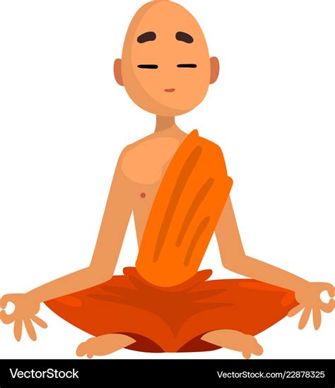 Buddhist monk cartoon character meditating Vector Image