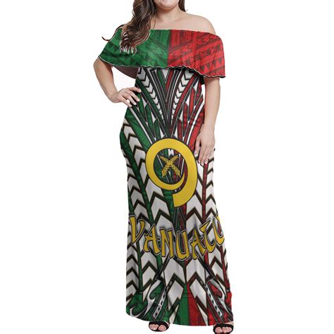 Vanuatu Woman Off Shoulder Long Dress Vanuatu Independence